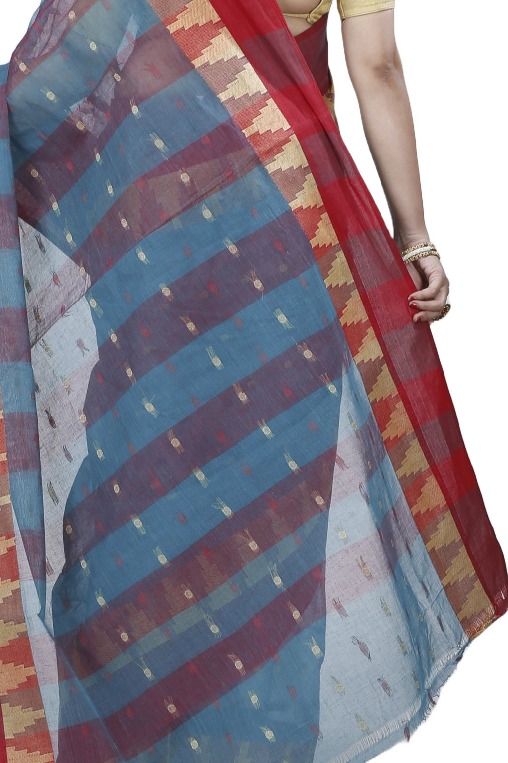 Bottel Green Pure Cotton Jamuna Tant Saree (1310)